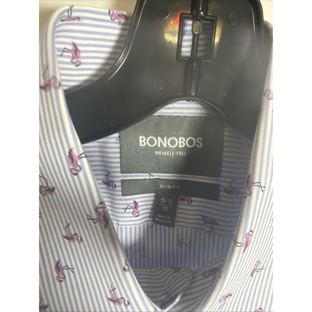 Bonobos‎ LS Shirt Mens Tailored Slim Fit Button Up Collar Cotton 15.5 -33 - Picture 4 of 7